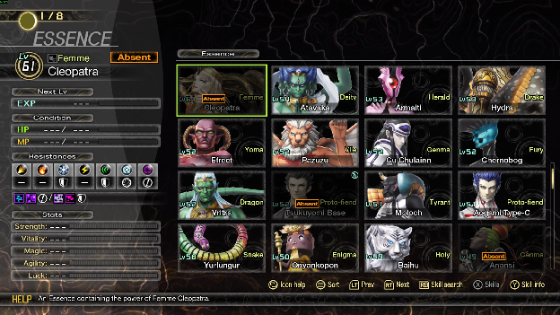 Essence submenu