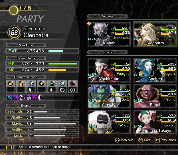 Party submenu