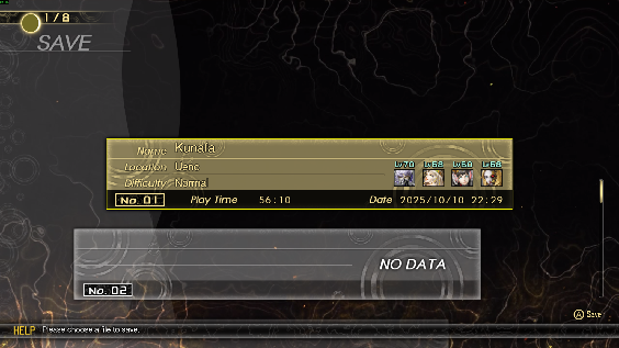 Save and load menu